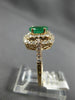 ESTATE 4.32CT DIAMOND & AAA EMERALD 14KT YELLOW GOLD DOUBLE HALO ENGAGEMENT RING