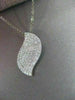 ESTATE .90CT DIAMOND 18KT WHITE GOLD WAVE PENDANT WITH CHAIN BEAUTIFUL #22308