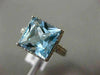 ESTATE LARGE 5.27CT AAA BLUE TOPAZ 14KT WHITE GOLD SQUARE HALO FILIGREE FUN RING