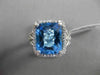 ESTATE 6.43CTW DIAMOND & AAA EXTRA FACET BLUE TOPAZ 14KT WHITE GOLD HALO RING