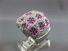 EXTRA LARGE 4.11CT DIAMOND & AAA PINK SAPPHIRE 18KT WHITE GOLD MULTI FLOWER RING