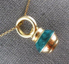 ESTATE LARGE GREEN ENAMEL 14KT YELLOW GOLD 3D JAR FUN CHARM PENDANT #27411
