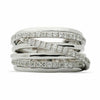 ESTATE WIDE .91CT DIAMOND 18KT WHITE GOLD 3D MULTI ROW CRISS CROSS FUN LOVE RING