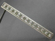 ANTIQUE LONG .50CT DIAMOND PLATINUM 3D OPEN RECTANGULAR FILIGREE PIN BROOCH