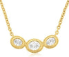 .38CT DIAMOND 14KT YELLOW GOLD OVAL CLASSIC BEZEL FILIGREE 3 STONE LOVE NECKLACE