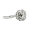 ESTATE .53CT DIAMOND 18KT WHITE GOLD 3D OCTAGON HALO FRIENDSHIP PROMISE RING