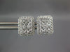 ESTATE LARGE .79CT DIAMOND 14KT WHITE GOLD 3D CLUSTER RECTANGULAR STUD EARRINGS