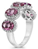 1.61CT DIAMOND & AAA PINK SAPPHIRE 14KT WHITE GOLD OVAL & ROUND ANNIVERSARY RING