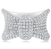 ESTATE LARGE 2.45CT DIAMOND 18KT WHITE GOLD 3D ROUND PAVE OVAL BOW FUN RING