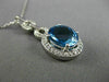 ESTATE 3.10CT DIAMOND & AAA BLUE TOPAZ 14K WHITE GOLD OVAL HALO FLOATING PENDANT