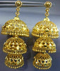ANTIQUE 22KT YELLOW GOLD HANDCRAFTED FILIGREE CHANDELIER HANGING EARRINGS #25283