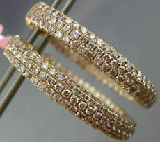 ESTATE LARGE 5.92CT PINK DIAMOND 18KT ROSE GOLD DOUBLE SIDED OVAL HOOP EARRINGS