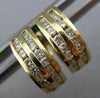 ESTATE 1.0CT DIAMOND 14KT YELLOW GOLD 3D CLASSIC TWO ROW HUGGIE EARRINGS #5319