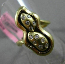 ESTATE LARGE .18CT ROUND DIAMOND 18KT YELLOW GOLD 3D ALLIGATOR ETOILE SHELL RING