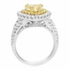LARGE 2.51CT WHITE & FANCY YELLOW DIAMOND 18KT 2 TONE GOLD HEART ENGAGEMENT RING