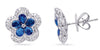 2.03CT DIAMOND & AAA SAPPHIRE 14K WHITE GOLD 3D PEAR SHAPE & ROUND STUD EARRINGS