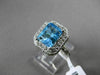 ESTATE LARGE 3.20CT DIAMOND & AAA BLUE TOPAZ 14KT WHITE GOLD 3D EMERALD CUT RING