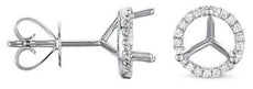 .14CT DIAMOND 14KT WHITE GOLD THREE PRONG HALO SEMI MOUNT MARTINI STUD EARRINGS