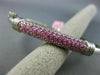 ESTATE 1.15CT PINK SAPPHIRE 14KT WHITE GOLD 3D CLASSIC MULTI ROW BANGLE BRACELET