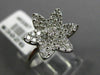 ESTATE .74CT ROUND DIAMOND 18K WHITE GOLD 3D FLOWER STAR OF DAVID PAVE LOVE RING