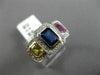 ESTATE WIDE 2.57CT DIAMOND & MULTI COLOR SAPPHIRE 18K WHITE GOLD ENGAGEMENT RING