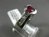 ESTATE WIDE 1.64CT DIAMOND & RUBY PLATINUM SEMI BEZEL SOLITAIRE ENGAGEMENT RING