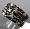 WIDE 3.75CT WHITE & BLACK DIAMOND 14KT WHITE GOLD 3D MULTI ROW ANNIVERSARY RING