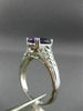 ESTATE 1.56CT DIAMOND & AMETHYST 14K WHITE GOLD 3D OVAL FILIGREE ENGAGEMENT RING