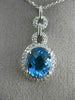 ESTATE 3.10CT DIAMOND & AAA BLUE TOPAZ 14K WHITE GOLD OVAL HALO FLOATING PENDANT