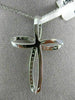 ESTATE LARGE .35CT DIAMOND 14KT WHITE GOLD 3D SWIRL PAVE CROSS PENDANT #11433
