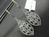 1.80CT DIAMOND 18KT WHITE GOLD TEAR DROP FILIGREE CRISS CROSS HANGING EARRINGS