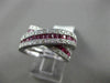 ESTATE WIDE 1.65CT DIAMOND & RUBY 14KT WHITE GOLD FILIGREE CRISS CROSS LOVE RING