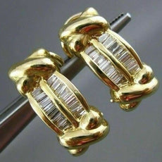ESTATE LONG 1.12CT DIAMOND BAGUETTE 14K YELLOW GOLD CLIP ON EARRINGS !!! #17948