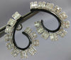 3.39CT DIAMOND & BLACK ENAMEL 18KT WHITE GOLD TEAR DROP HOOP HANGING EARRINGS