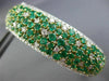 WIDE 10.90CT DIAMOND & COLOMBIAN EMERALD 18K 2 TONE GOLD CLUSTER BANGLE BRACELET