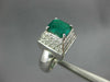 ESTATE LARGE 2.45CT DIAMOND & AAA EMERALD 18K WHITE GOLD PYRAMID ENGAGEMENT RING