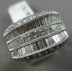 ESTATE WIDE 2.96CT MULTI SHAPE DIAMOND 18KT WHITE GOLD MILGRAIN ANNIVERSARY RING