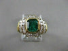 ANTIQUE 1.71CTW DIAMOND EMERALD 18K YELLOW GOLD BEZEL CHANNEL COCKTAIL RING #231