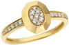ESTATE .21CT DIAMOND 14KT YELLOW GOLD 3D CLUSTER OVAL OCTAGON FLOWER FUN RING