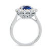 LARGE 5.23CT DIAMOND & AAA CUSHION SAPPHIRE 18KT WHITE GOLD HALO ENGAGEMENT RING