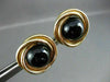 ESTATE LARGE 14KT YELLOW GOLD AAA ONYX CIRCULAR CLIP ON EARRINGS UNIQUE! #22547