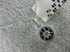 ESTATE .55CT DIAMOND & AAA SAPPHIRE 18KT WHITE GOLD 3D FLOWER SOLITAIRE PENDANT