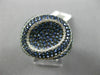 ESTATE WIDE 2.56CT DIAMOND & AAA SAPPHIRE 14K WHITE GOLD 3D OVAL MICRO PAVE RING