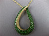 LARGE 4.81CT DIAMOND & AAA TSAVORITE 18K YELLOW GOLD MULTI ROW TEAR DROP PENDANT