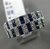 ESTATE WIDE 1.98CT DIAMOND & SAPPHIRE 14KT WHITE GOLD MILGRAIN ANNIVERSARY RING