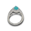 1.8CT DIAMOND & AAA PARAIBA TOURMALINE 18KT WHITE GOLD 3D HALO ENGAGEMENT RING