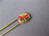 ESTATE GREEN AND RED ENAMEL 14KT YELLOW GOLD 3D FUN SAFETY BABY HOUSE PIN #27402