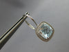 5.65CT DIAMOND & AAA AQUAMARINE 14KT WHITE GOLD HALO LEVERBACK HANGING EARRINGS