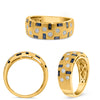 WIDE .81CT DIAMOND & AAA SAPPHIRE 14KT YELLOW GOLD ROUND & BAGUETTE ETOILE RING