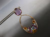 36.48CT DIAMOND & AAA MULTI GEM 18KT ROSE GOLD OVAL CLIP ON FUN HANGING EARRINGS